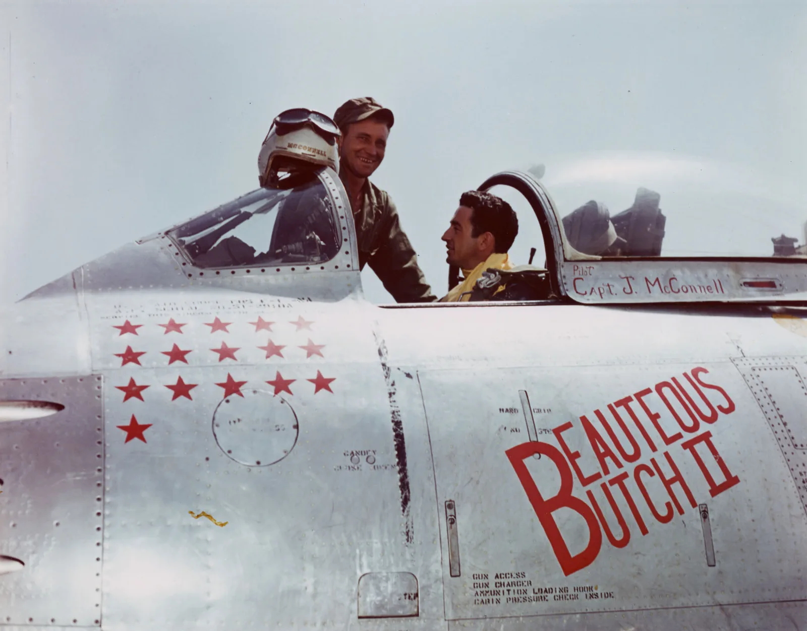 Sixteen victory stars, zero planning documents Capt. Joseph McConnell in the cockpit of his F-86 Sabre