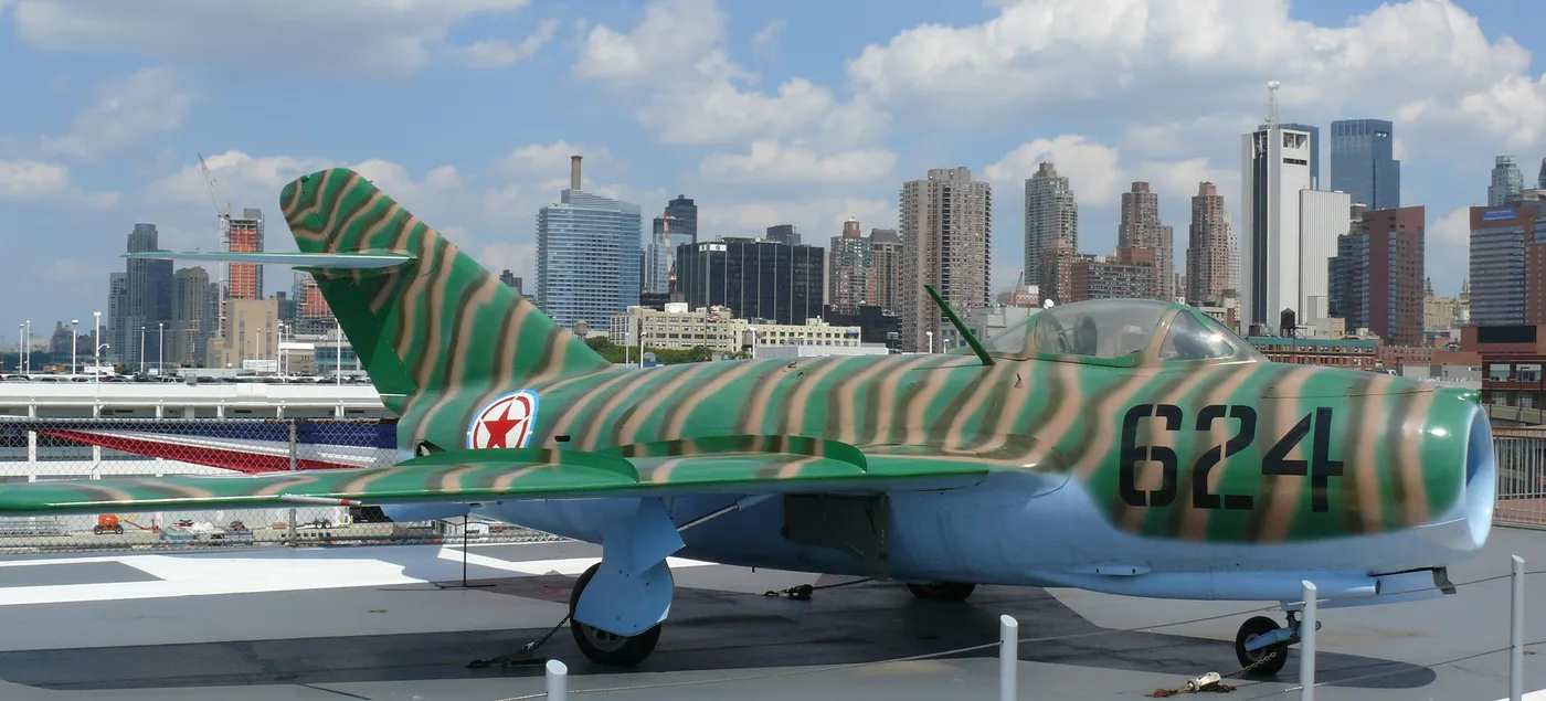 MiG-15 in North Korean camouflage aboard the USS Intrepid